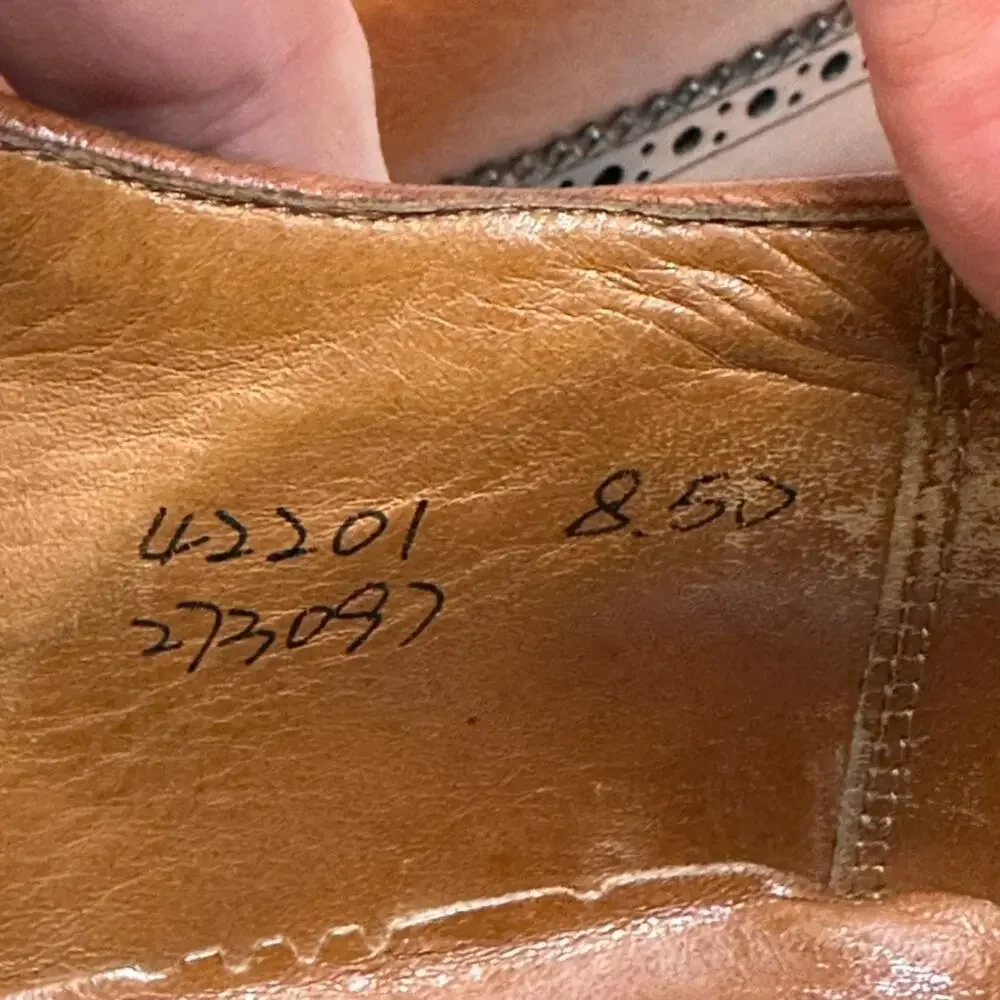 NEW HEELS Grant Stone Longwing Derby Brogue Longwing Chestnut Calf 8.5 D